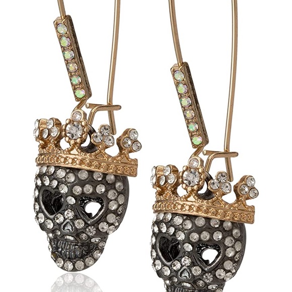 Betsey Johnson Jewelry - Betsey Johnson Pave Skull Dangle Earrings brand new!